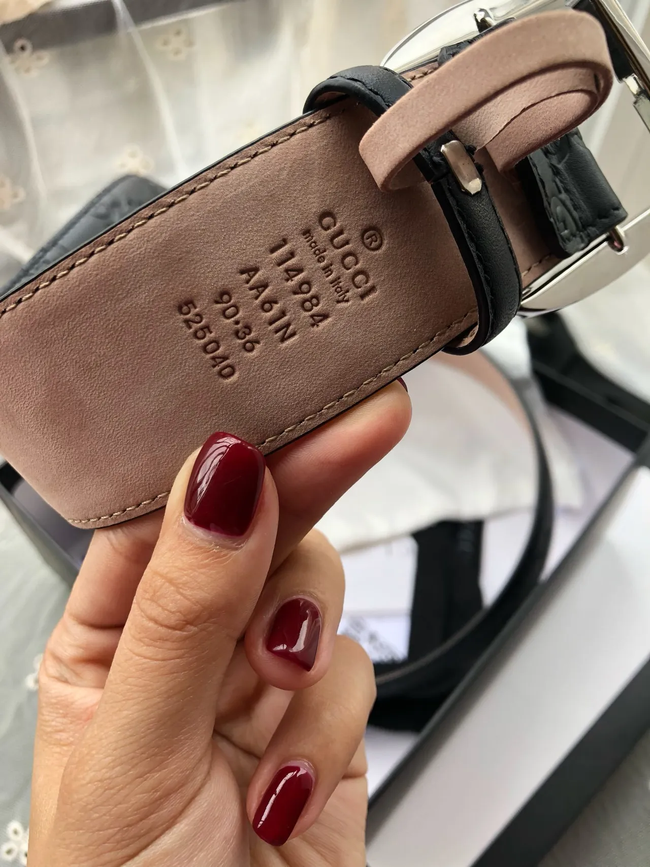Gucci Ophidia Black Embossed GG Leather Belt 3