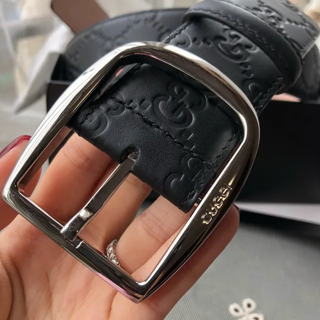 Gucci Ophidia Black Embossed GG Leather Belt 5