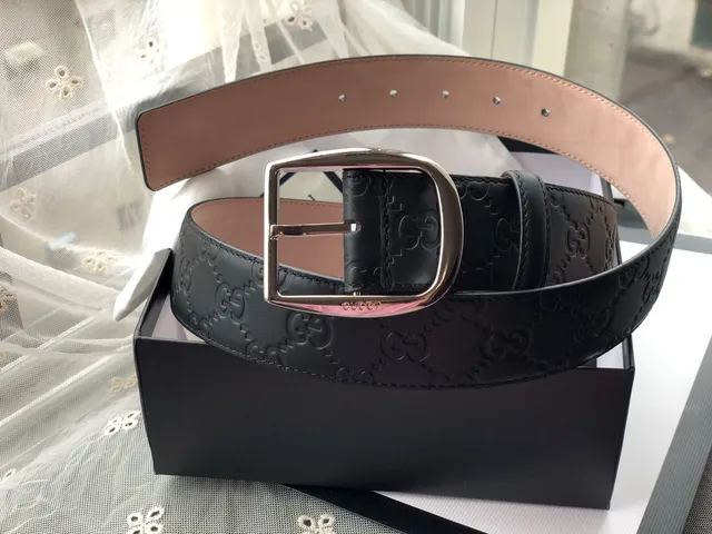 Gucci Ophidia Black Embossed GG Leather Belt 6