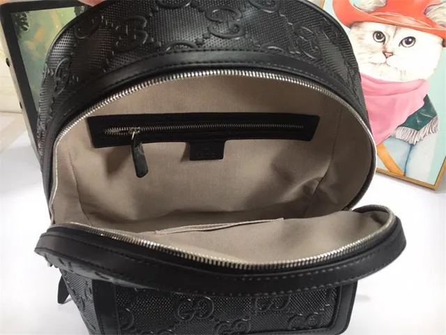 Gucci Ophidia Black GG Monogram Embossed Leather Structured Front Flap Pocket Casual Backpack 11