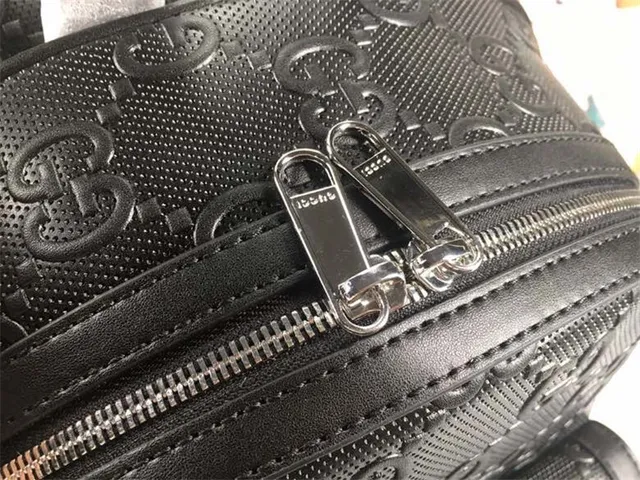 Gucci Ophidia Black GG Monogram Embossed Leather Structured Front Flap Pocket Casual Backpack 13