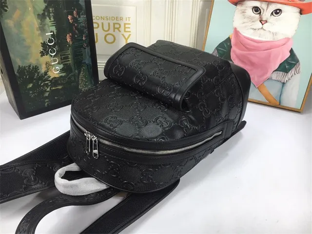 Gucci Ophidia Black GG Monogram Embossed Leather Structured Front Flap Pocket Casual Backpack 15