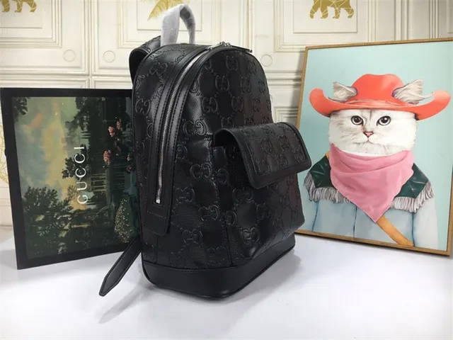 Gucci Ophidia Black GG Monogram Embossed Leather Structured Front Flap Pocket Casual Backpack 17