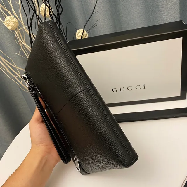 Gucci Ophidia Black Pebbled Leather Envelope Clutch 3