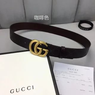 Gucci Ophidia Brown Gold Embossed GG Monogram Interlocking Double G Buckle Leather Belt