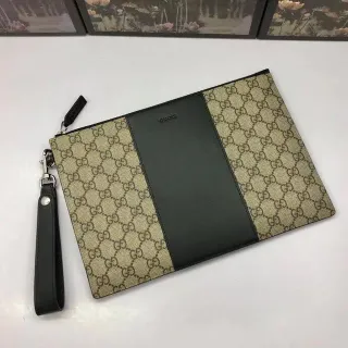 Gucci Ophidia GG Monogram Beige and Black Wristlet