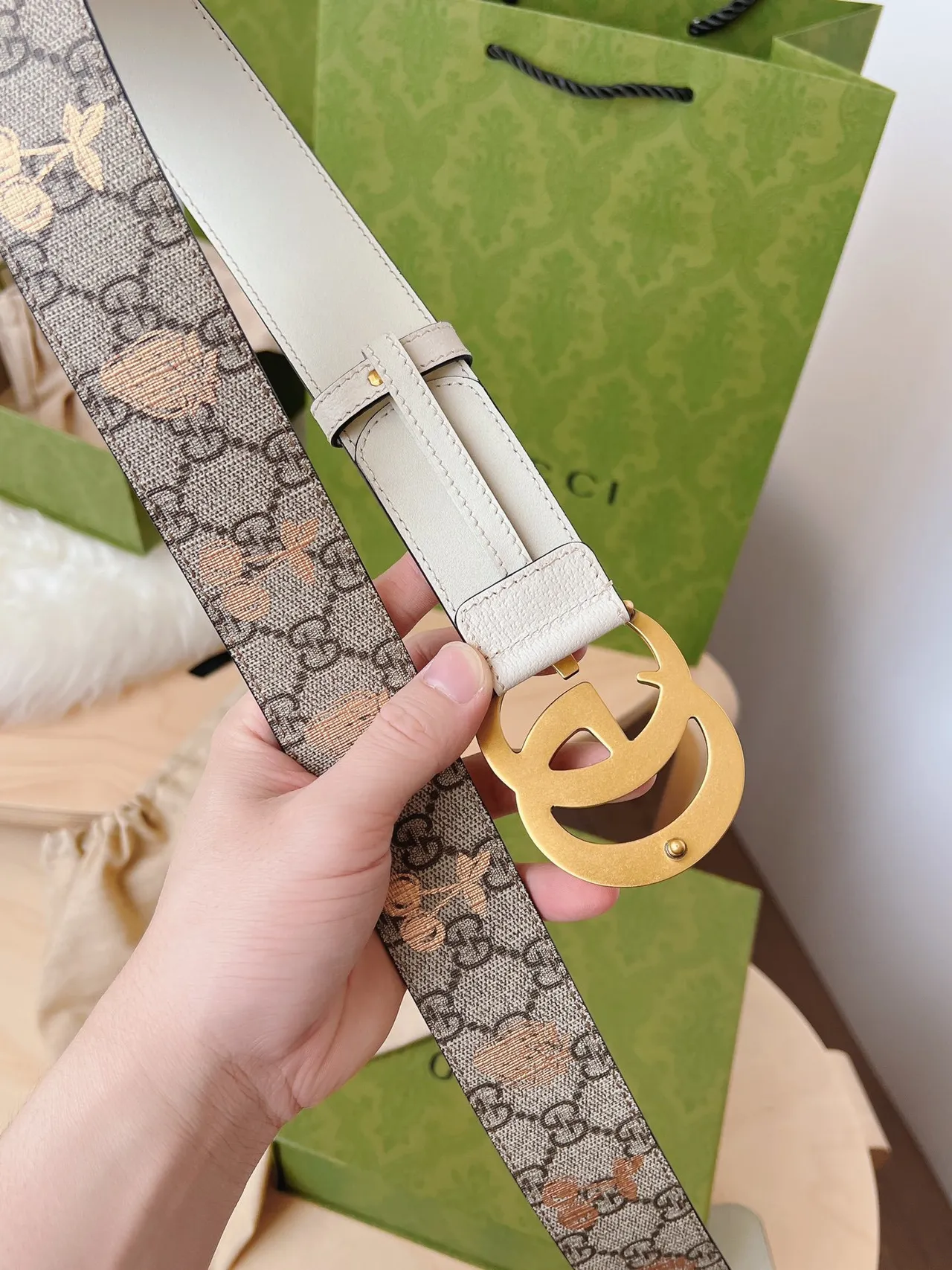 Gucci Ophidia GG Monogram Fruit Print Leather Belt 2