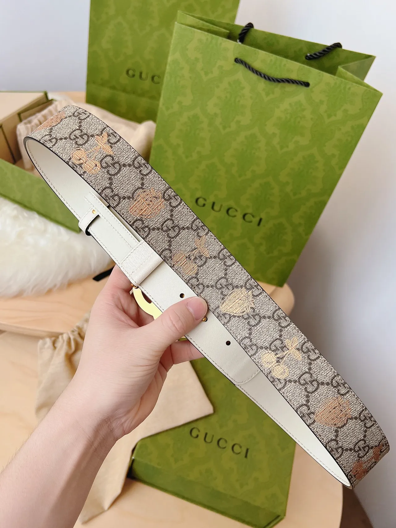 Gucci Ophidia GG Monogram Fruit Print Leather Belt 3