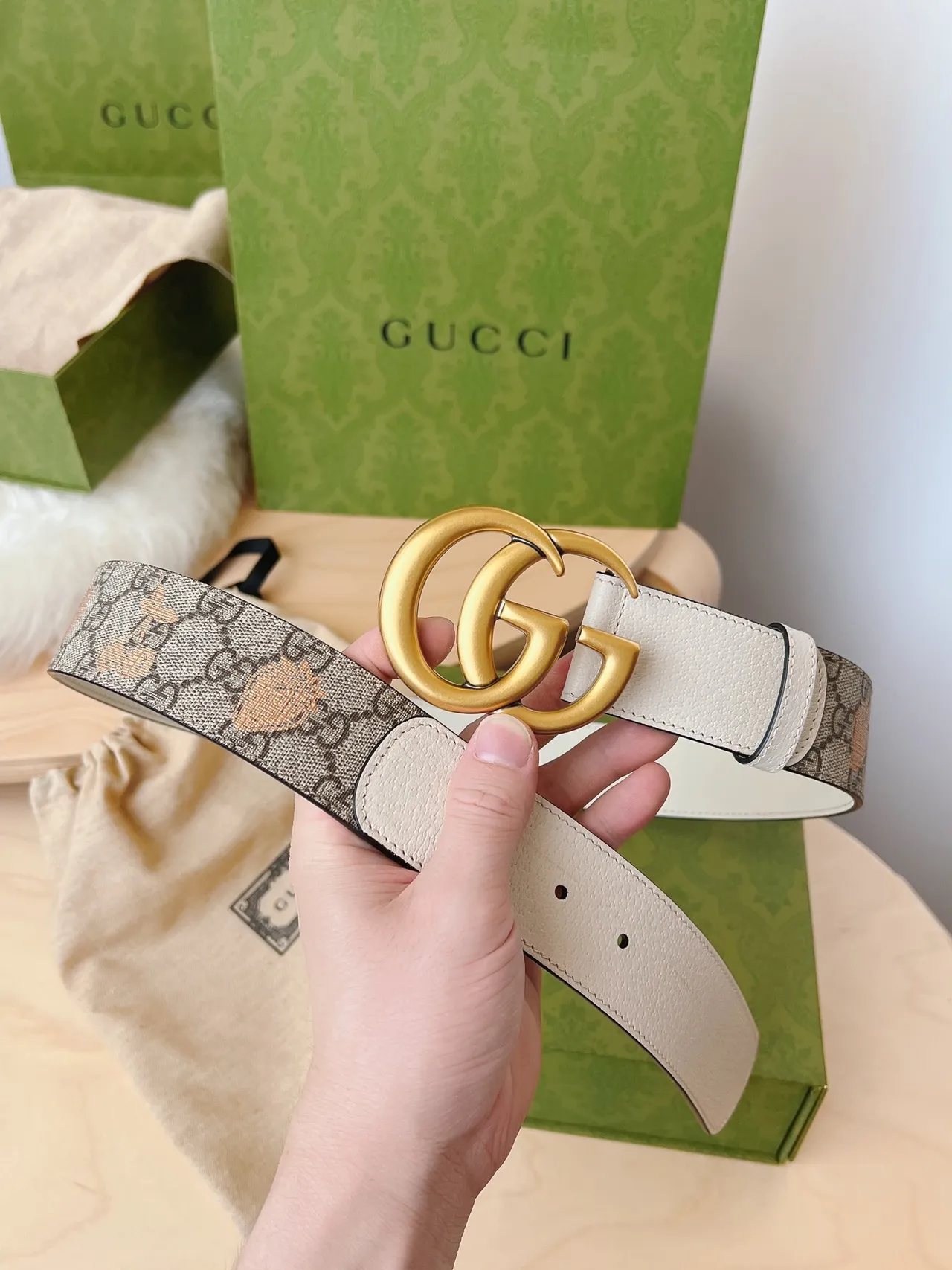 Gucci Ophidia GG Monogram Fruit Print Leather Belt 5