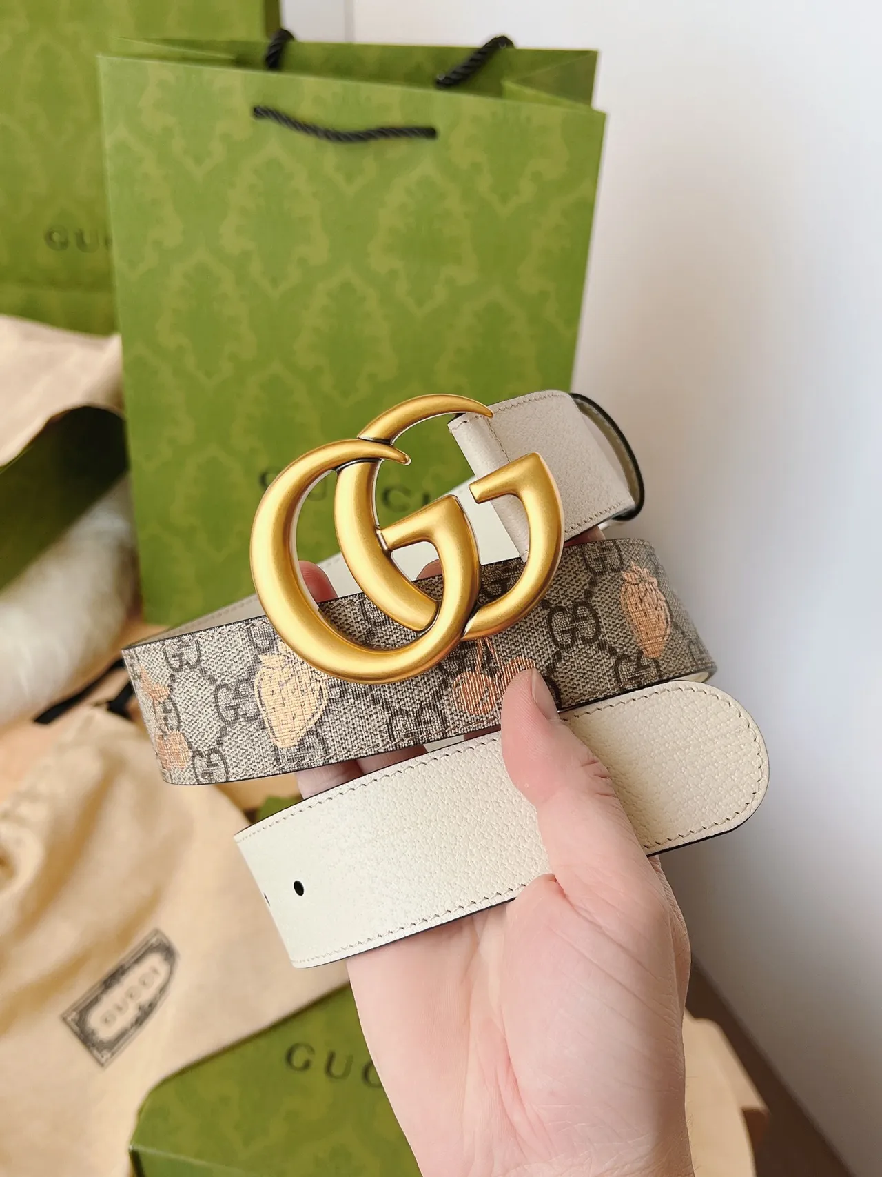 Gucci Ophidia GG Monogram Fruit Print Leather Belt 8