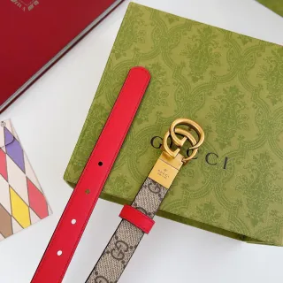 Gucci Ophidia GG Supreme Canvas and Red Leather Belt