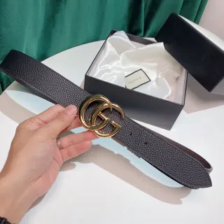 Gucci Ophidia Interlocking Double G Pebbled Leather Belt