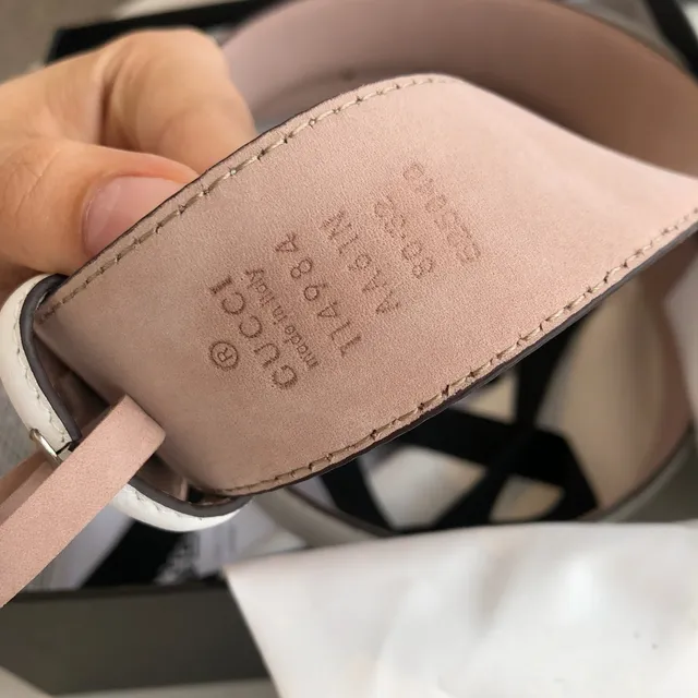 Gucci Ophidia White Gold Embossed GG Monogram Interlocking G Buckle Leather Belt 4
