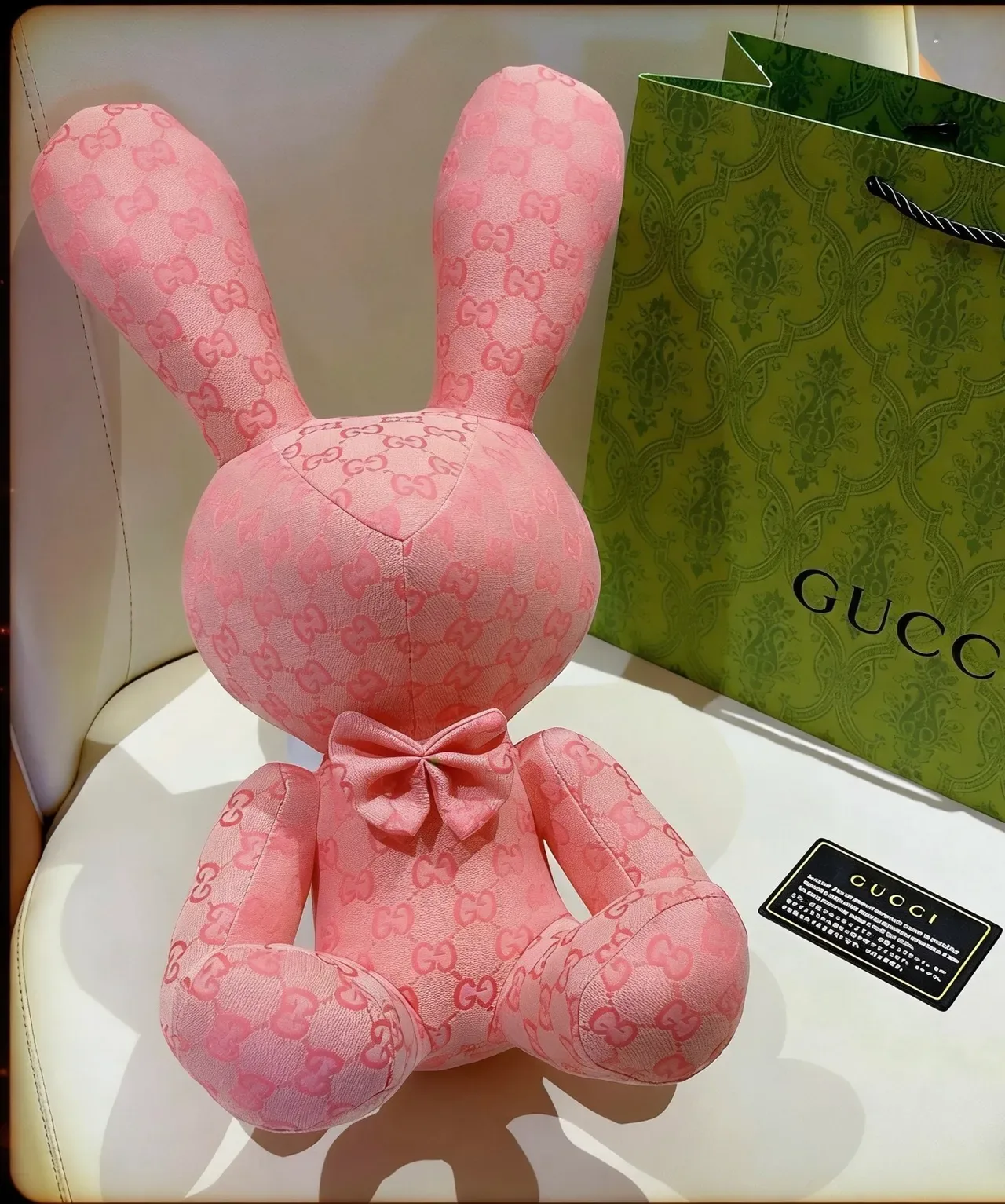 Gucci Pink Plush Monogrammed Handbag 5