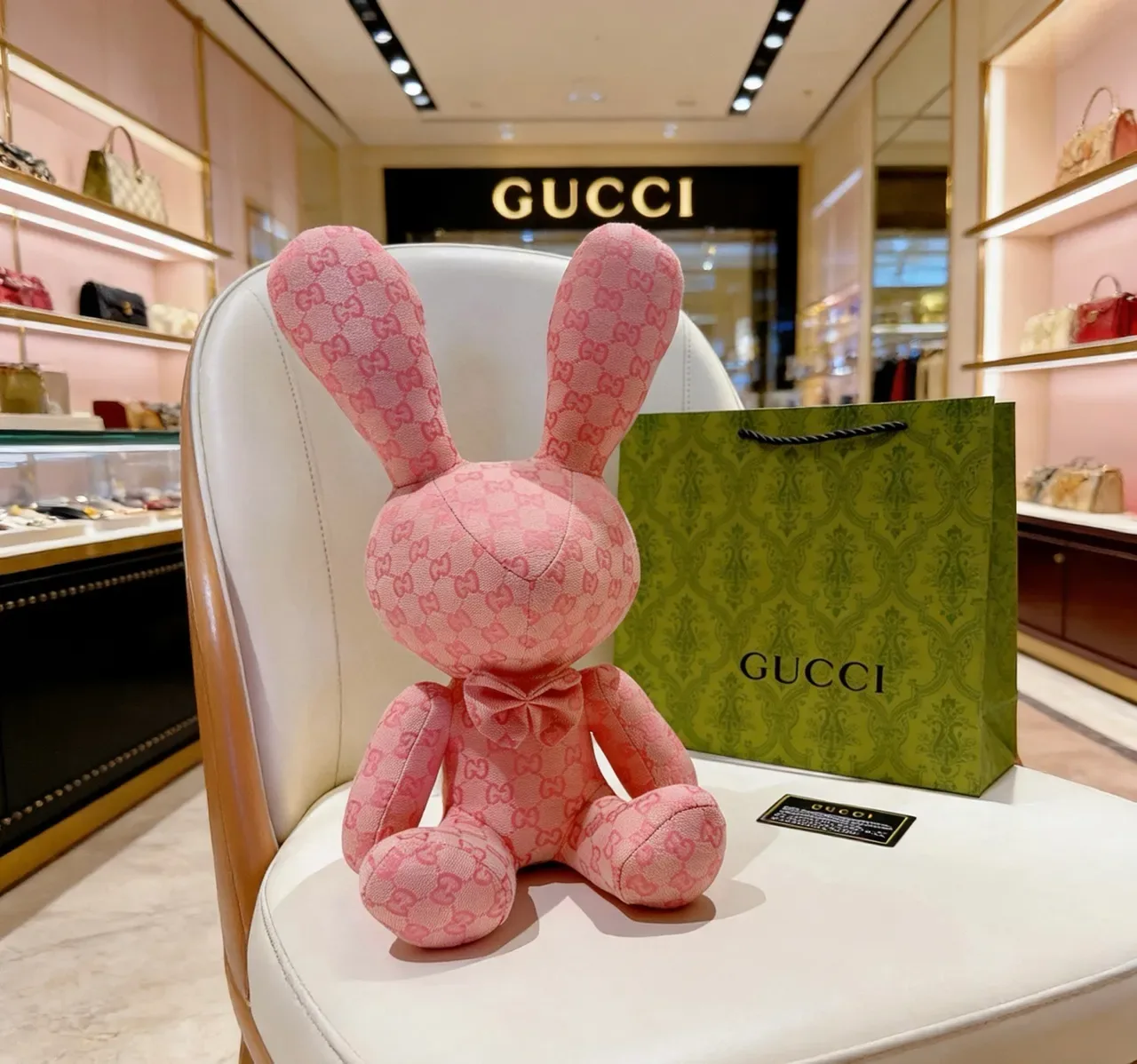Gucci Pink Plush Monogrammed Handbag 8