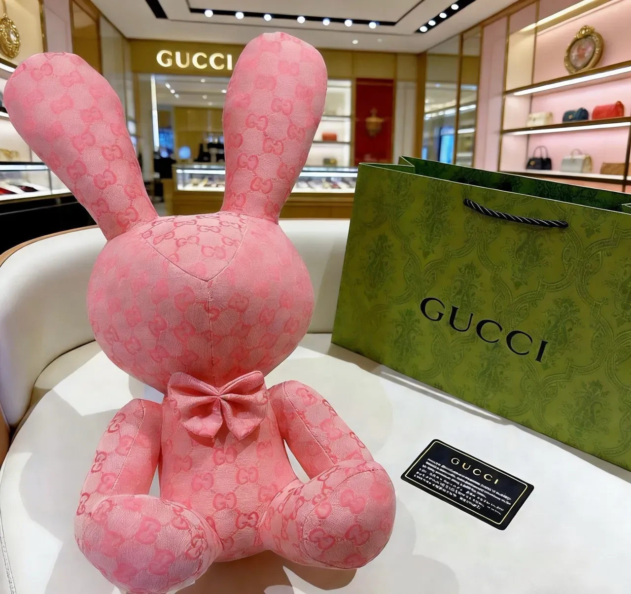 Gucci Pink Plush Monogrammed Handbag 9