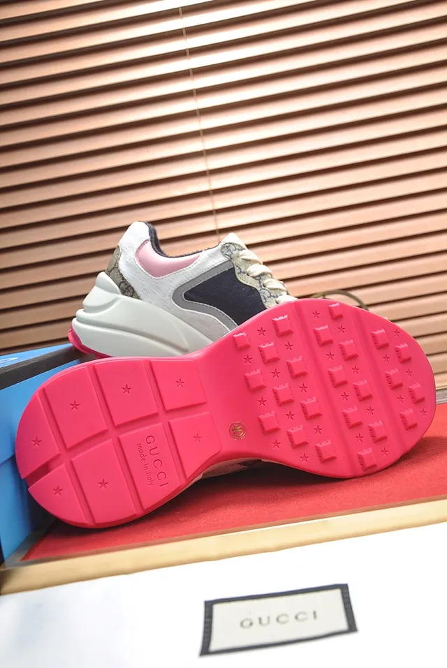 Gucci Rhyton GG Monogram Canvas Navy Pink Chunky Sneakers 4