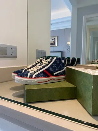 Gucci Rhyton Navy Blue GG Monogram High-Top Lifestyle Sneakers 2