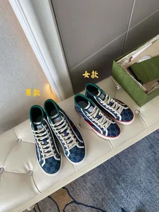 Gucci Rhyton Navy Blue GG Monogram High-Top Lifestyle Sneakers 6