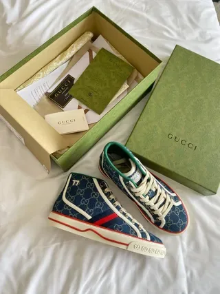 Gucci Rhyton Navy Blue GG Monogram High-Top Lifestyle Sneakers 9