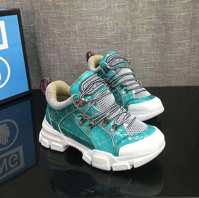 Gucci Rhyton Turquoise Crystal-Embellished Chunky Sneakers 3