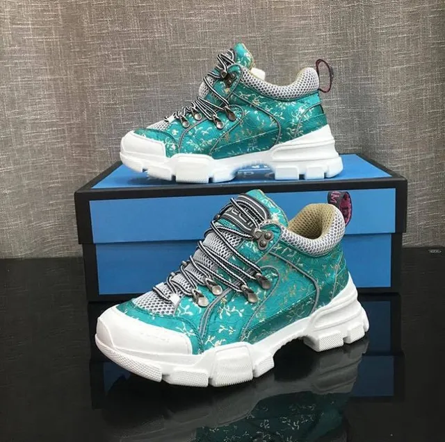 Gucci Rhyton Turquoise Crystal-Embellished Chunky Sneakers 5