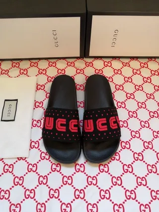 Gucci Screener Black and Red Logo Slippers 8