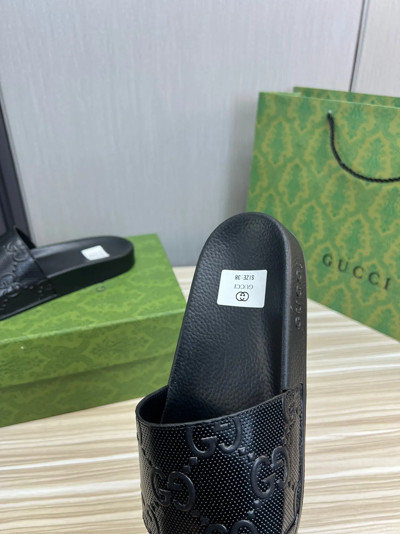 Gucci Screener Black Embossed GG Monogram Slipper 3