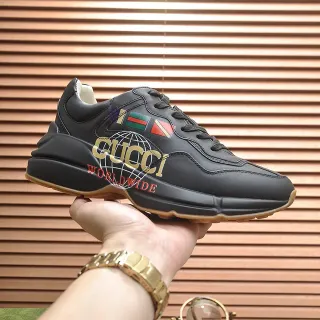 Gucci Screener Black Globe Graphic Chunky Sneakers
