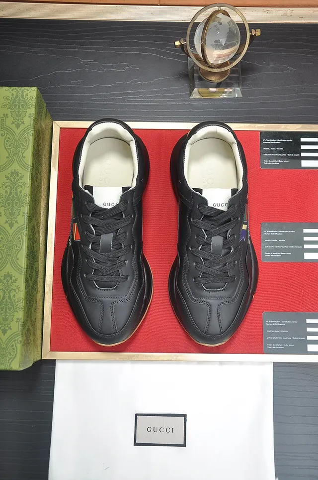 Gucci Screener Black Globe Graphic Chunky Sneakers 4