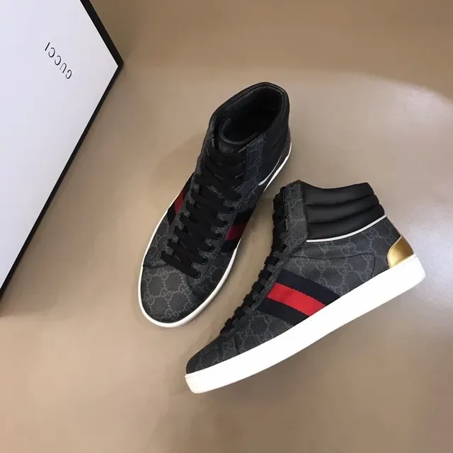 Gucci Screener Black Gray Red Green Gold Lifestyle Sneakers 3