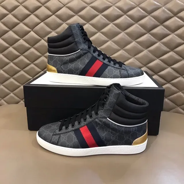Gucci Screener Black Gray Red Green Gold Lifestyle Sneakers 4
