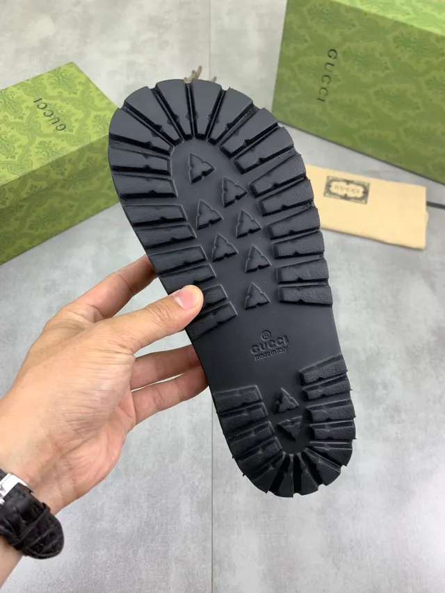 Gucci Screener Black Web Stripe Slipper 2