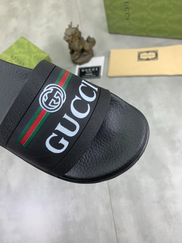 Gucci Screener Black Web Stripe Slipper 3