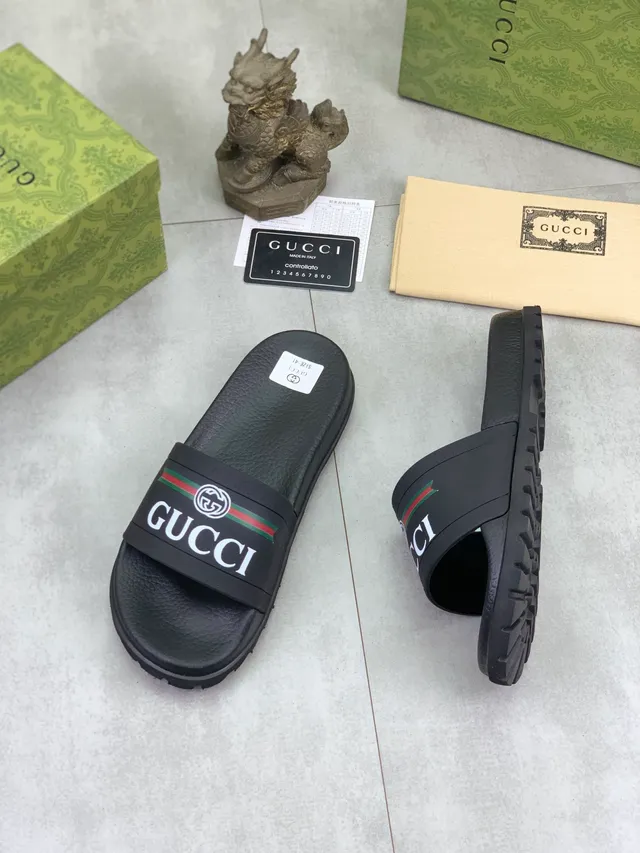 Gucci Screener Black Web Stripe Slipper 4