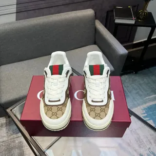 Gucci Screener GG Monogram Canvas White and Beige Lifestyle Sneakers