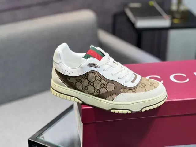 Gucci Screener GG Monogram Canvas White and Beige Lifestyle Sneakers 2