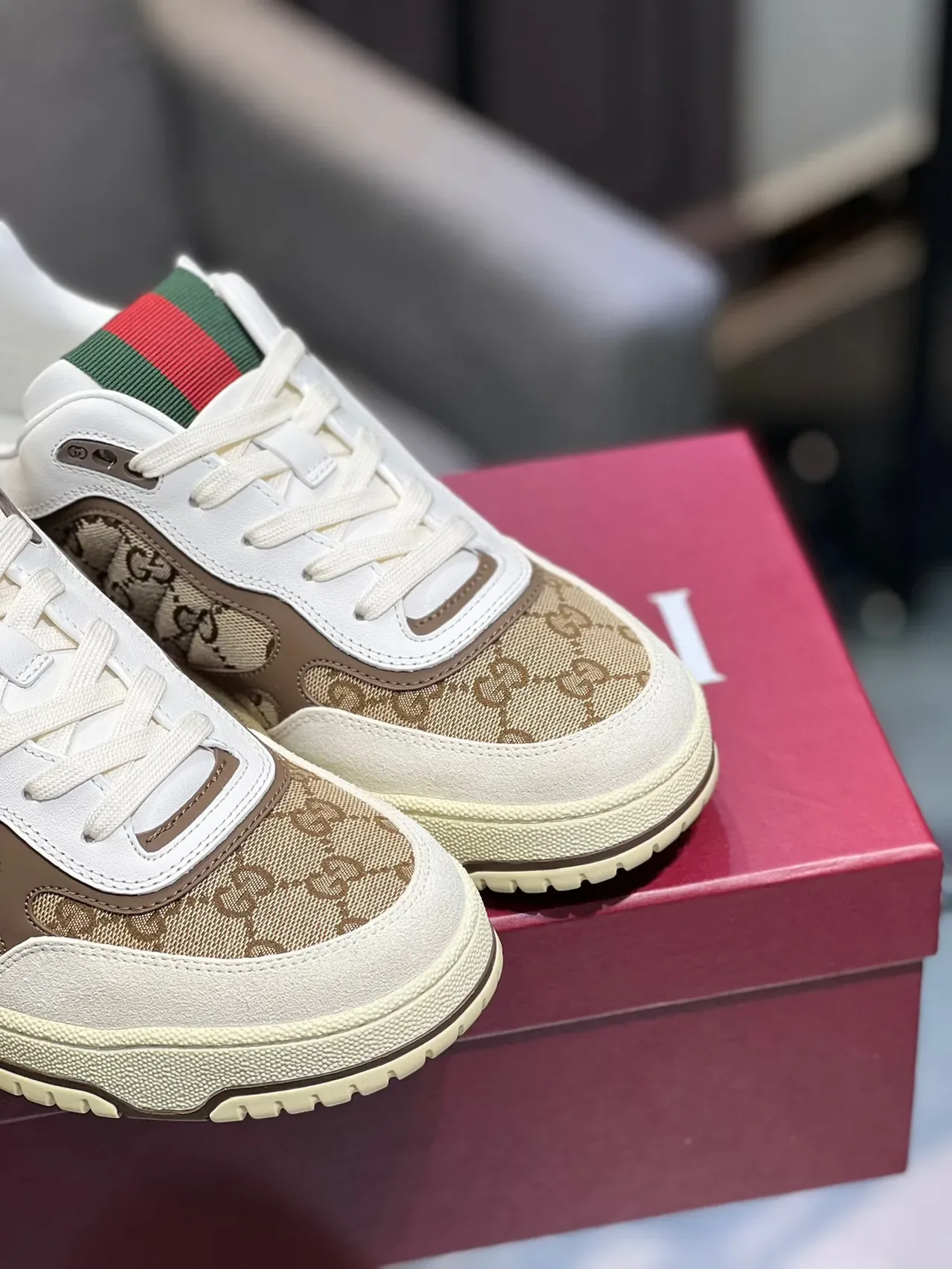 Gucci Screener GG Monogram Canvas White and Beige Lifestyle Sneakers 3