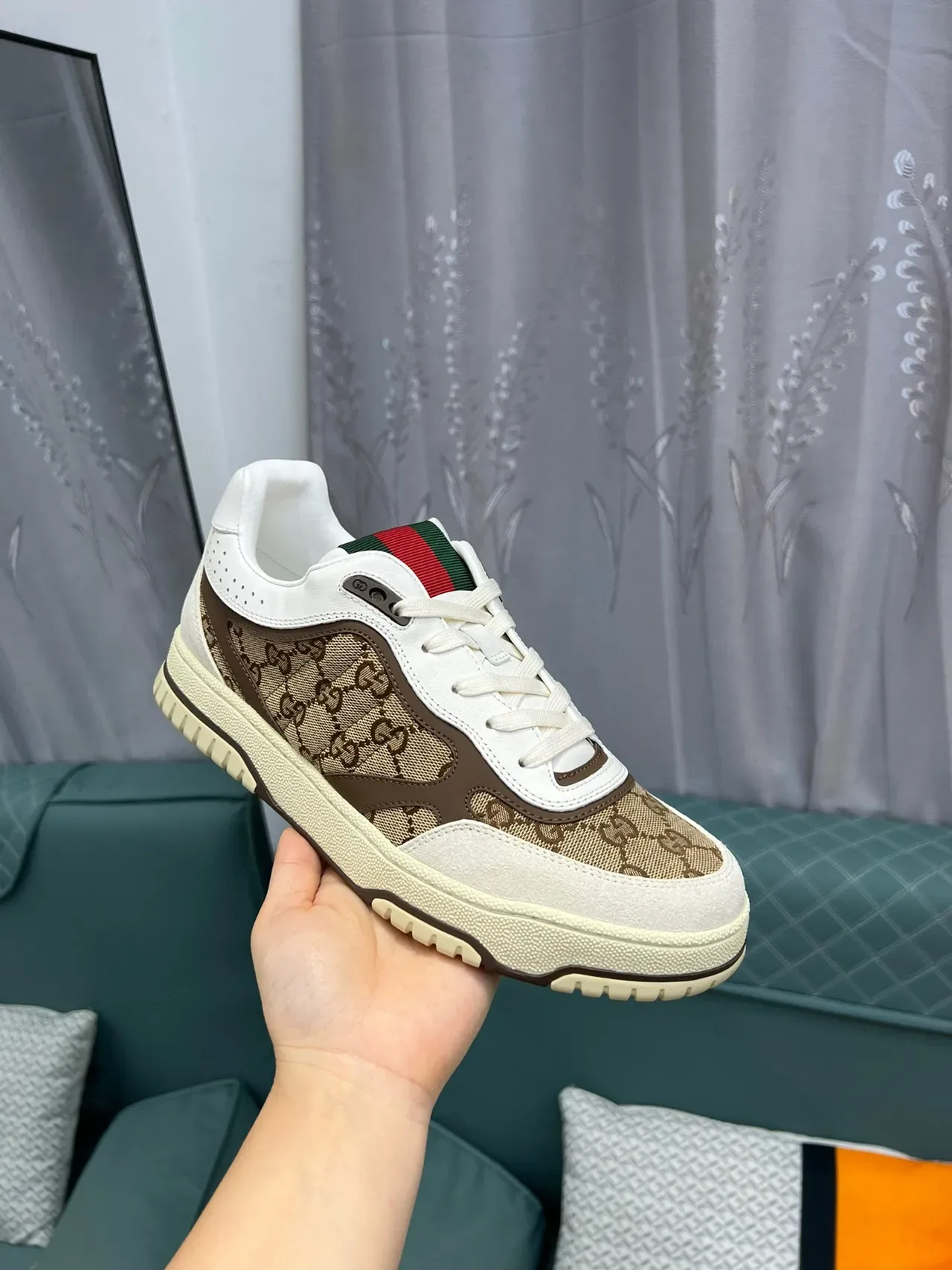 Gucci Screener GG Monogram Canvas White and Beige Lifestyle Sneakers 6