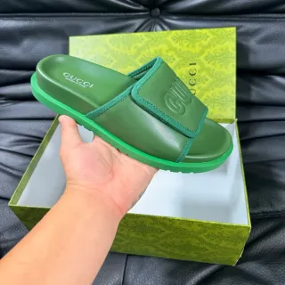 Gucci Screener Green Slide Slippers