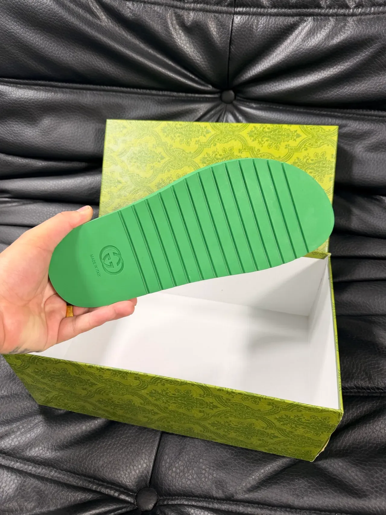 Gucci Screener Green Slide Slippers 2