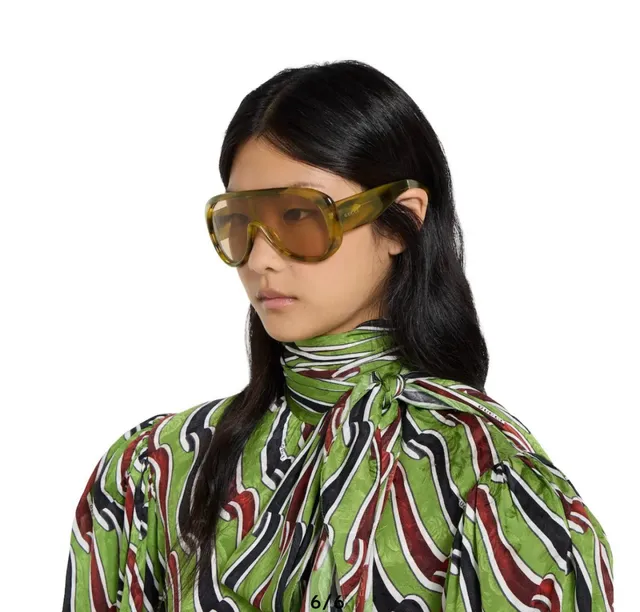 Gucci Screener Marbled Amber Acetate Oversized Shield Sunglasses 2
