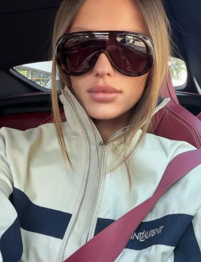 Gucci Screener Marbled Amber Acetate Oversized Shield Sunglasses 4