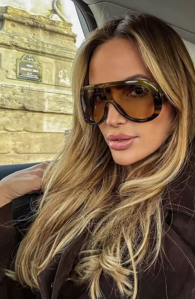 Gucci Screener Marbled Amber Acetate Oversized Shield Sunglasses 5
