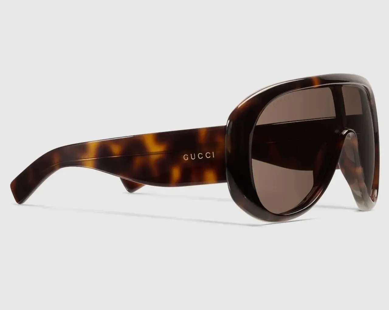 Gucci Screener Marbled Amber Acetate Oversized Shield Sunglasses 8