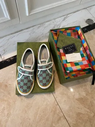 Gucci Screener Mint Green GG Monogram Velcro Strap Lifestyle Sneakers 3