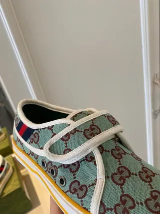 Gucci Screener Mint Green GG Monogram Velcro Strap Lifestyle Sneakers 5