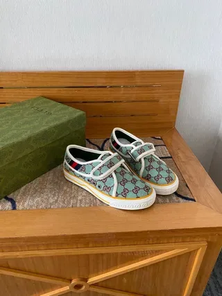 Gucci Screener Mint Green GG Monogram Velcro Strap Lifestyle Sneakers 7
