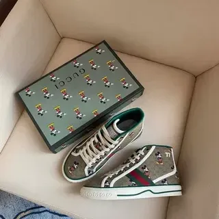 Gucci Screener Monogram Canvas Green Red Web High-Top Lifestyle Sneakers