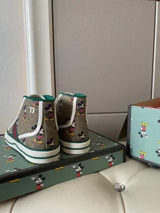 Gucci Screener Monogram Canvas Green Red Web High-Top Lifestyle Sneakers 4